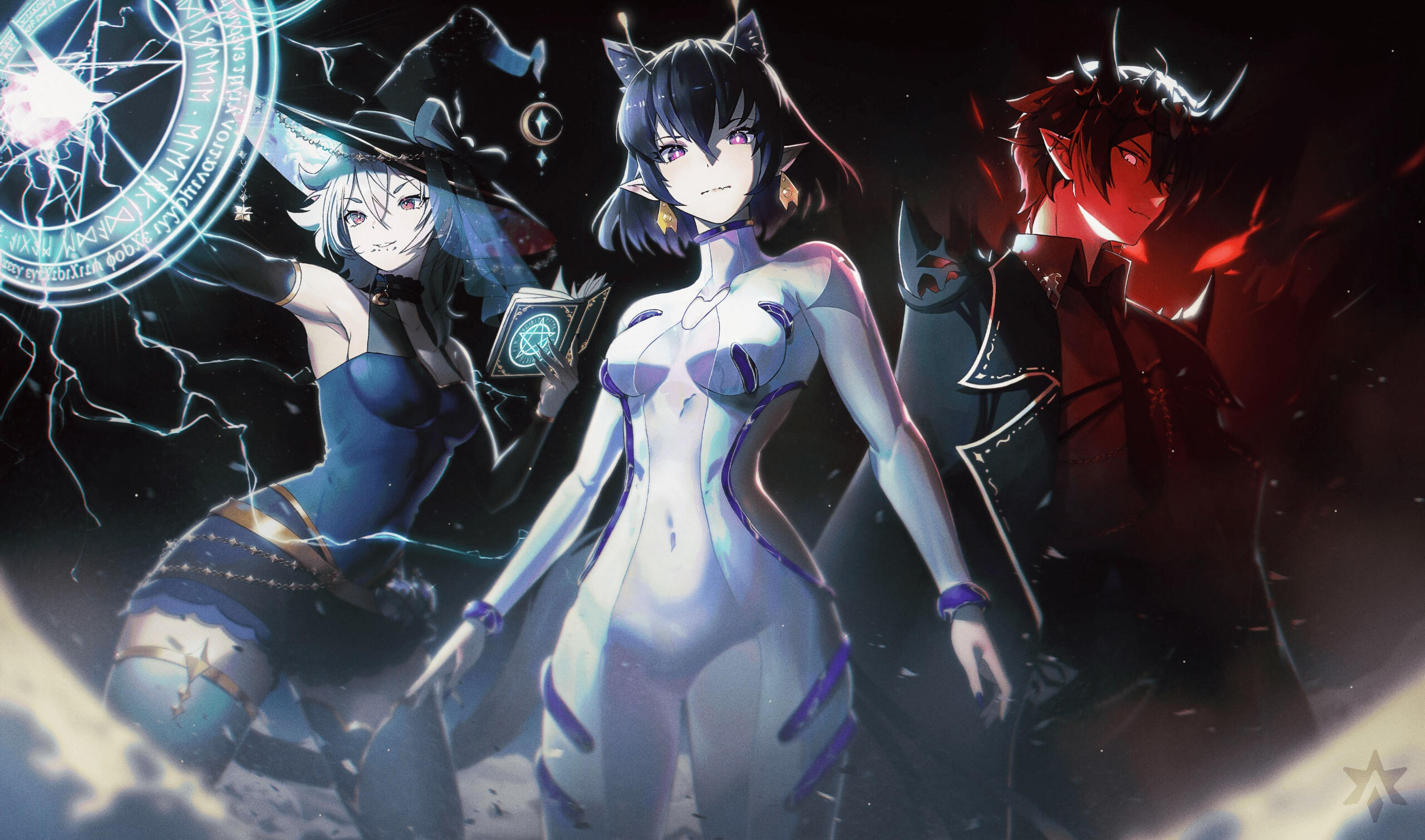 Ilustração para o concurso da Waku Waku, agência de VTubers que inclui Tuska, Alineihgena e YoruMiko. Arte de meio corpo criada por ALP. / Illustration for the Waku Waku contest, a VTuber agency that includes Tuska, Alineihgena, and YoruMiko. Half-body art